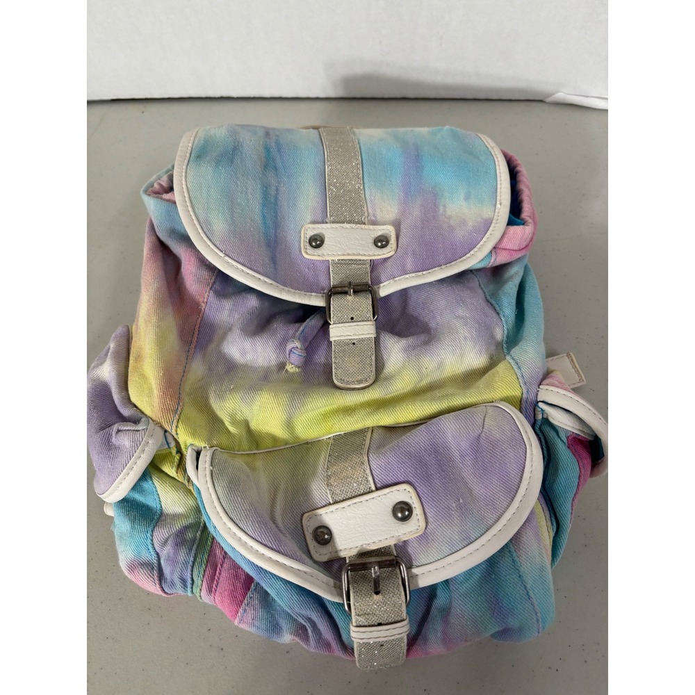 Olsenboye Tie Dye Backpack Glitter Straps Front Pocket Colorful‎
